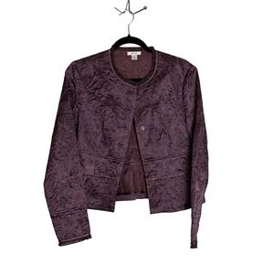 Tyler Boe Mauve Purple Jacquard Floral Embroidered Cropped Jacket Womens 8
